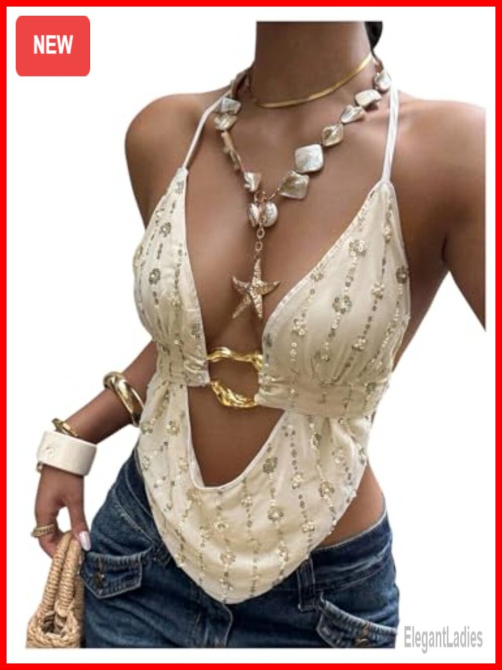 Women's Y2K Cowl Neck Halter Backless Draped Tank Top